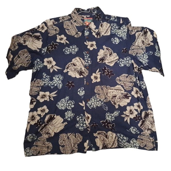 Joe Kealoha Reyn Spooner Men's Hawaiian Shirt Blue Floral - Picture 9 of 11